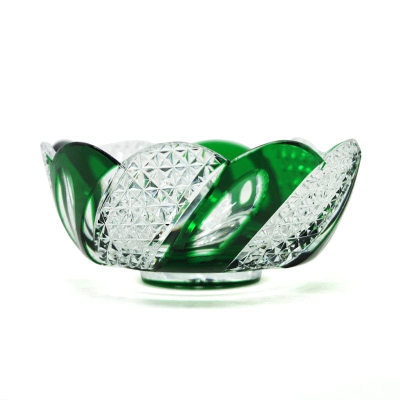 ALDO Creative Arts >Pottery Luxury Elegant Hand Carved Bohemian Czech Style Green Crystal Engraving Hand Cut Centerpiece Vase