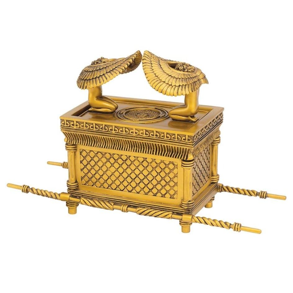 ALDO Décor>Artwork>Sculptures & Statues 11.5"Wx4"Dx7"H. 2 lbs. / NEW / resin Ark of the Covenant Golden Desktop Statue