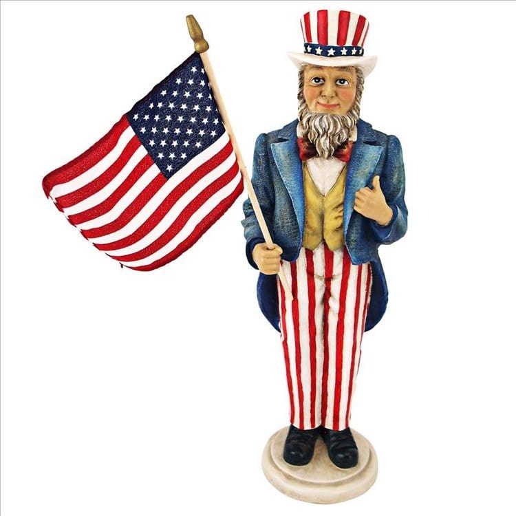 ALDO Decor > Artwork > Sculptures & Statues 5.5"Wx4.5"Dx16.5"H / NEW / resin Uncle Sam Yankee Doodle Dandy Statue 4 of July Patriotic Desktop Statue