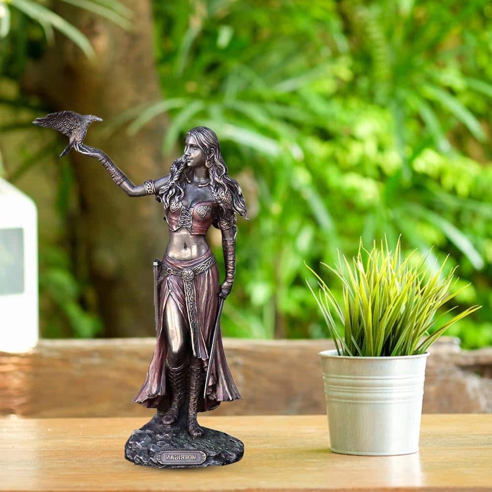 ALDO Decor > Artwork > Sculptures & Statues 6" H x 2" w / New / resin Morrigan Celtic Goddess of Battle Bronze Finish Statue