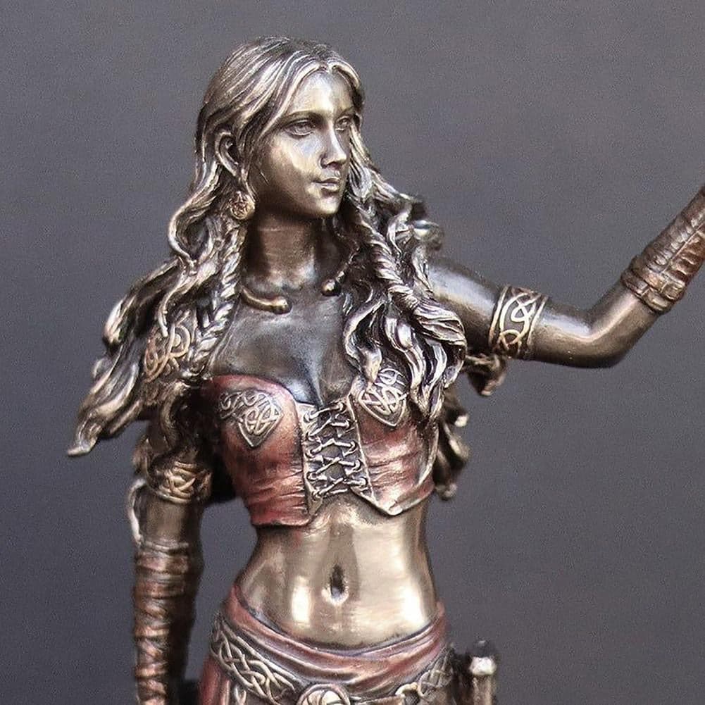 ALDO Decor > Artwork > Sculptures & Statues 6" H x 2" w / New / resin Morrigan Celtic Goddess of Battle Bronze Finish Statue