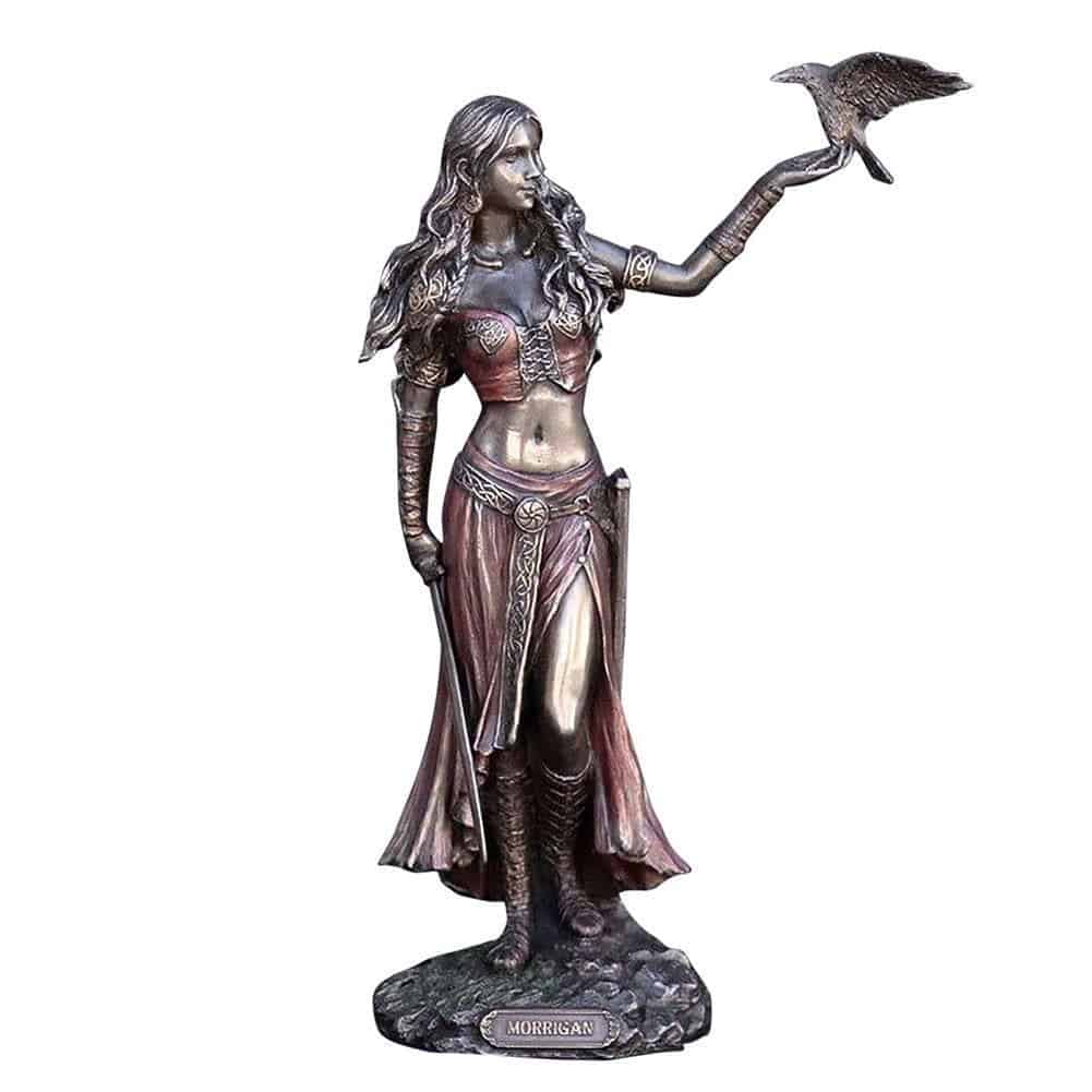 ALDO Decor > Artwork > Sculptures & Statues 6" H x 2" w / New / resin Morrigan Celtic Goddess of Battle Bronze Finish Statue