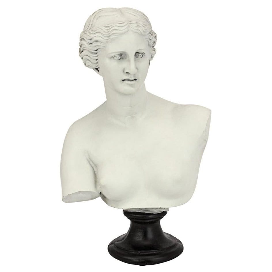 ALDO Décor>Artwork>Sculptures & Statues 7.5"Wx4"Dx12"H / NEW / resin Roman Venus de Milo Goddess of Love Statue Sculptural Bust By artist Alexandros of Antioch