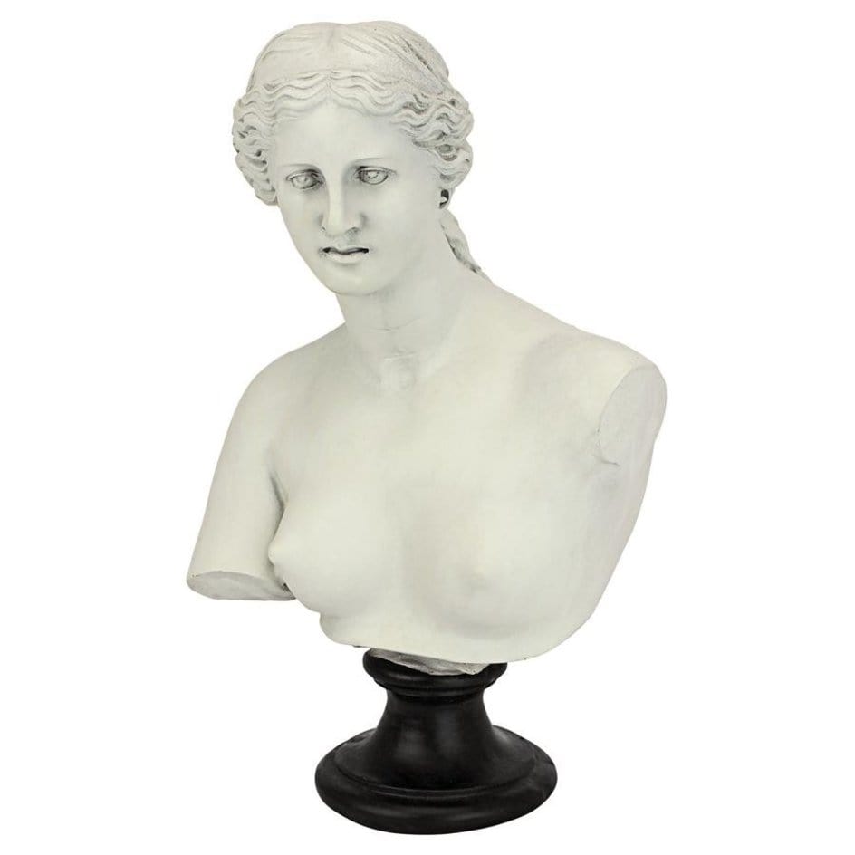 ALDO Décor>Artwork>Sculptures & Statues 7.5"Wx4"Dx12"H / NEW / resin Roman Venus de Milo Goddess of Love Statue Sculptural Bust By artist Alexandros of Antioch
