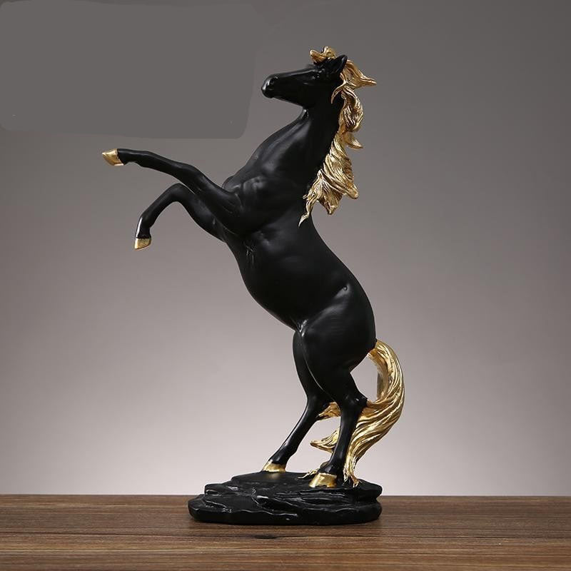 ALDO Décor>Artwork>Sculptures & Statues Black Gold / 30.5cm/14"inches H x 17cm/ 7" Inches L x 8cm / 3.15" Inches W Grande Mustang Stallion Horse Large Desktop Sculpture Statue