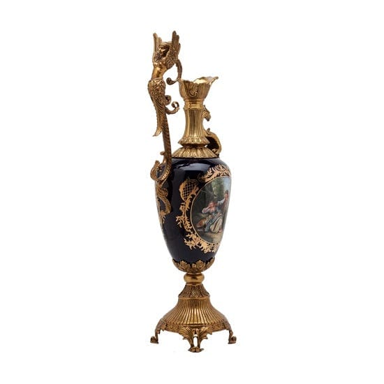 ALDO Decor > Artwork > Sculptures & Statues Designer Vintage Versale Palace Style Large Ceramic Vase with Cooper Ornamets