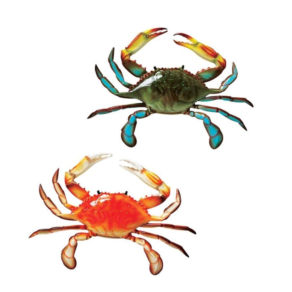 ALDO Décor>Artwork>Sculptures & Statues Each 10"Wx2"Dx7.5"H / NEW / Resin Tropical Crabs Wall Sculptures: Set of Two