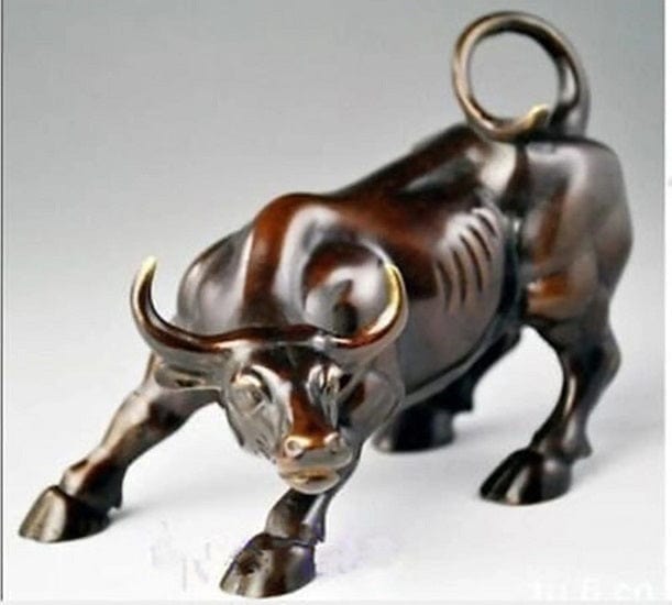 ALDO Decor / Artwork / Sculptures & Statues / Feng Shui Cooper Brown Wall Street Bull Statue Enhance Wealth and Success