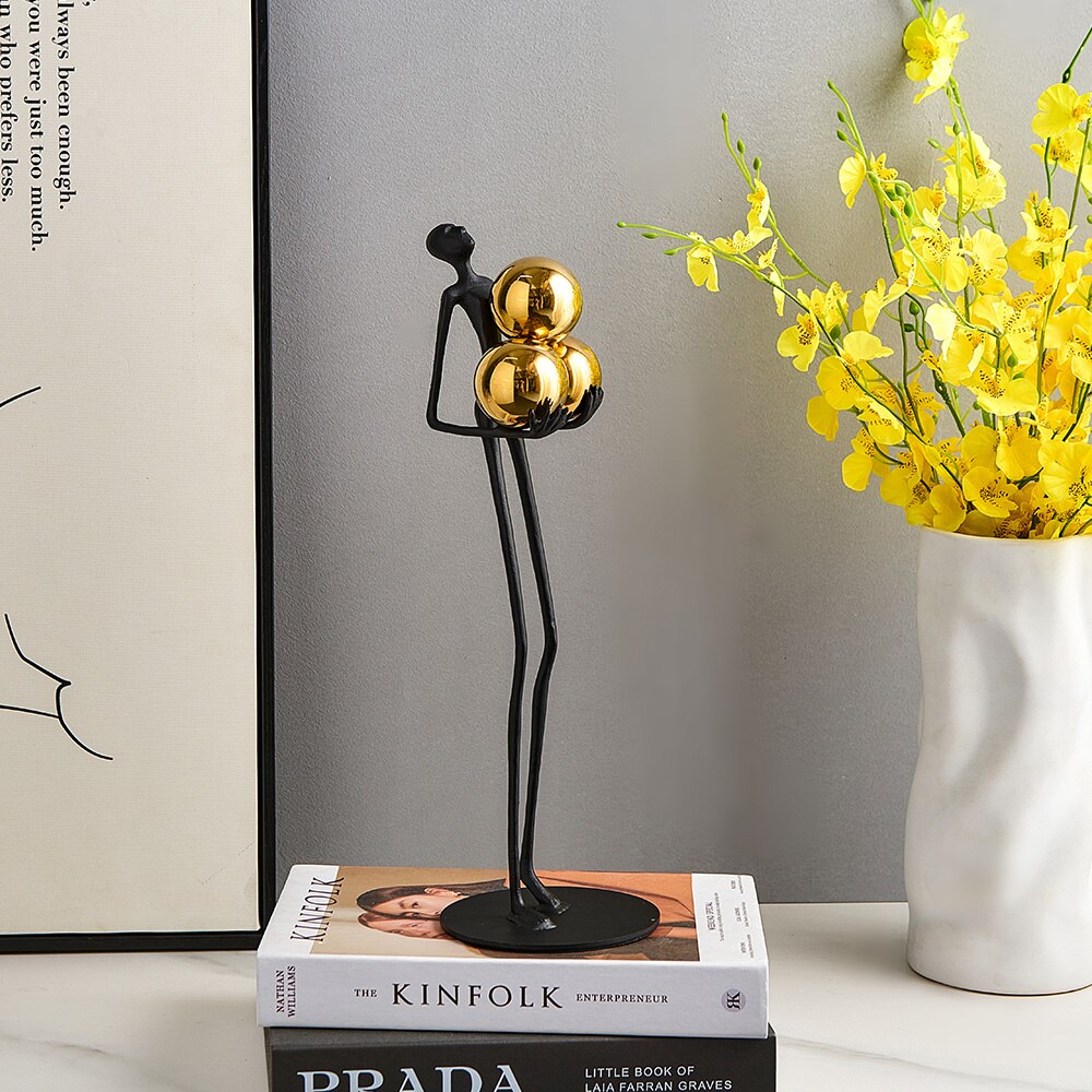 ALDO Décor>Artwork>Sculptures & Statues Modern Desktop Sculpture Man with Golden Balls Statue