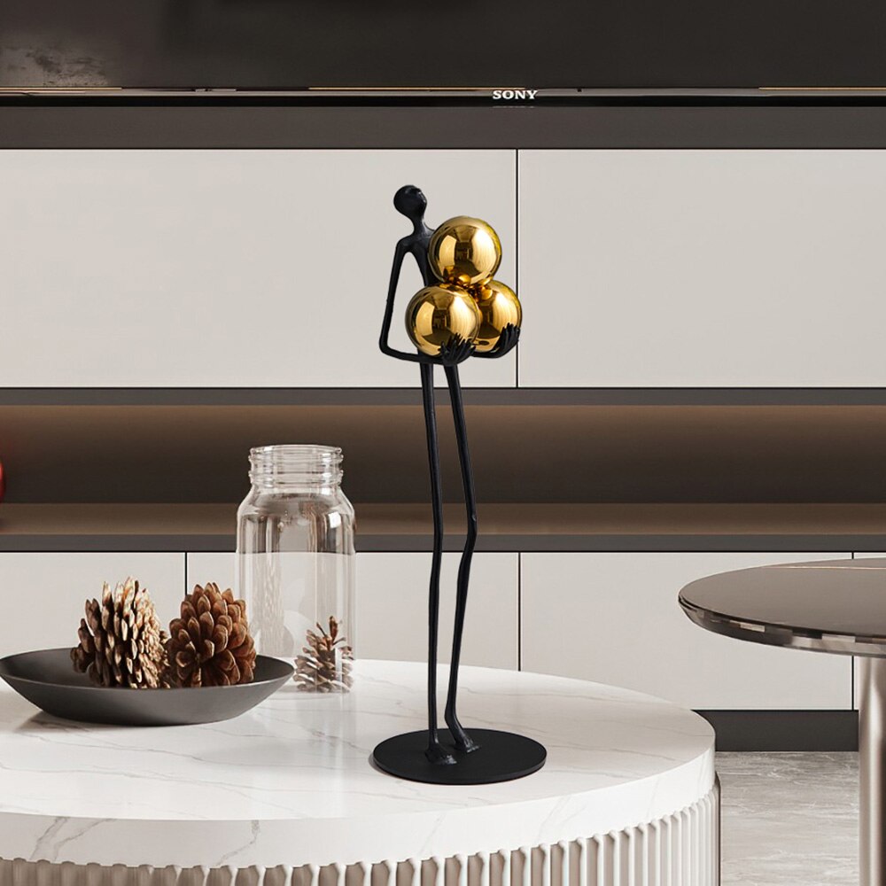 ALDO Décor>Artwork>Sculptures & Statues Modern Desktop Sculpture Man with Golden Balls Statue