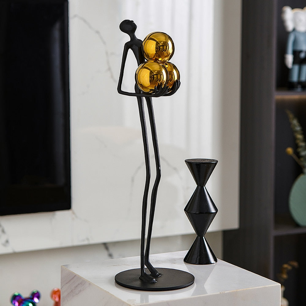 ALDO Décor>Artwork>Sculptures & Statues Modern Desktop Sculpture Man with Golden Balls Statue