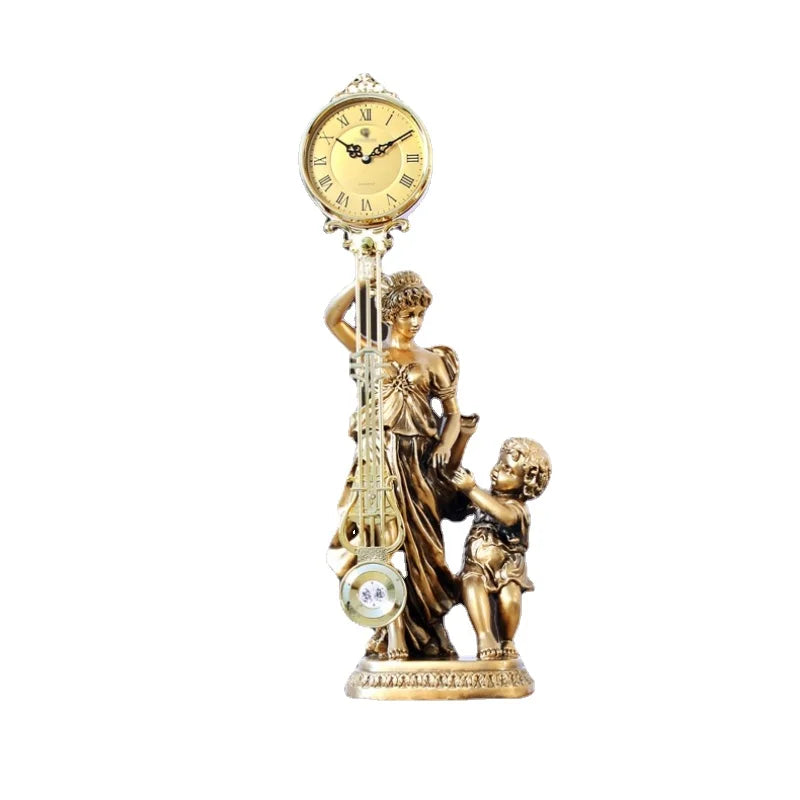 ALDO Decor > Clocks Classical Goddess of Time With Golden Angel Sculptural Pendulum Clock
