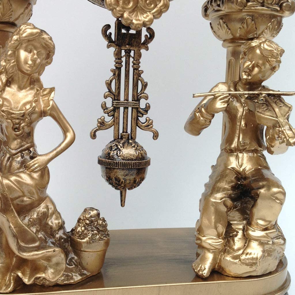 ALDO Decor > Clocks NEW / resin / Length 22*Width 10*Height 33cm Vintage Pendulum Table Clock Golden Statues and Musical Theme