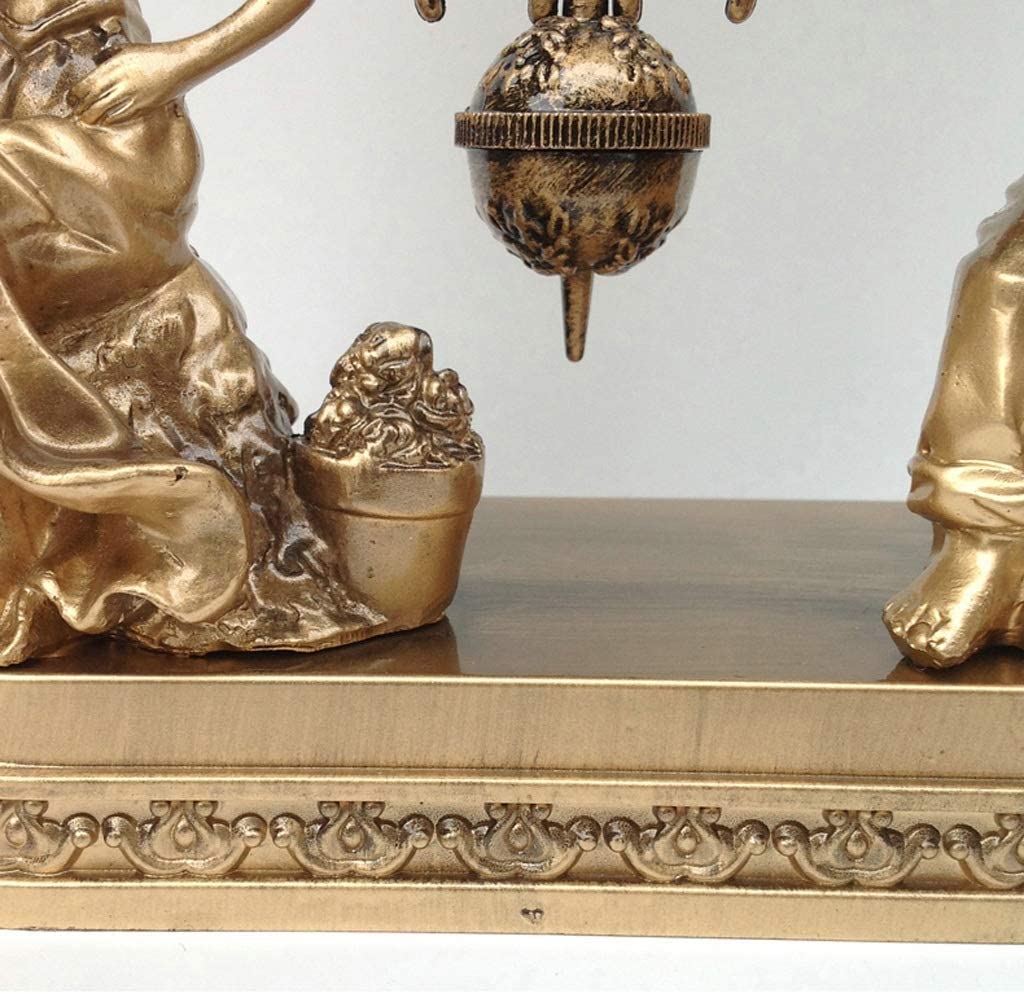 ALDO Decor > Clocks NEW / resin / Length 22*Width 10*Height 33cm Vintage Pendulum Table Clock Golden Statues and Musical Theme