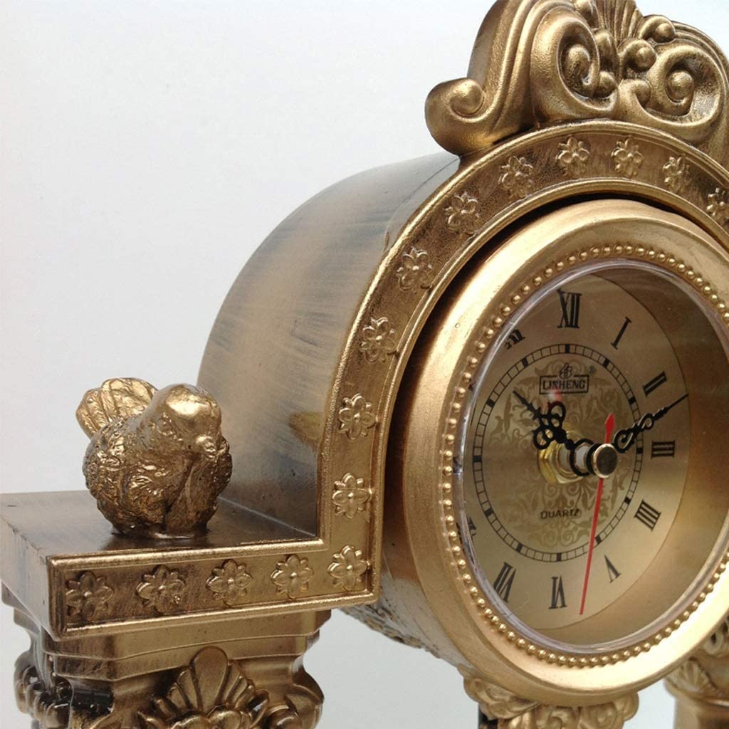 ALDO Decor > Clocks NEW / resin / Length 22*Width 10*Height 33cm Vintage Pendulum Table Clock Golden Statues and Musical Theme