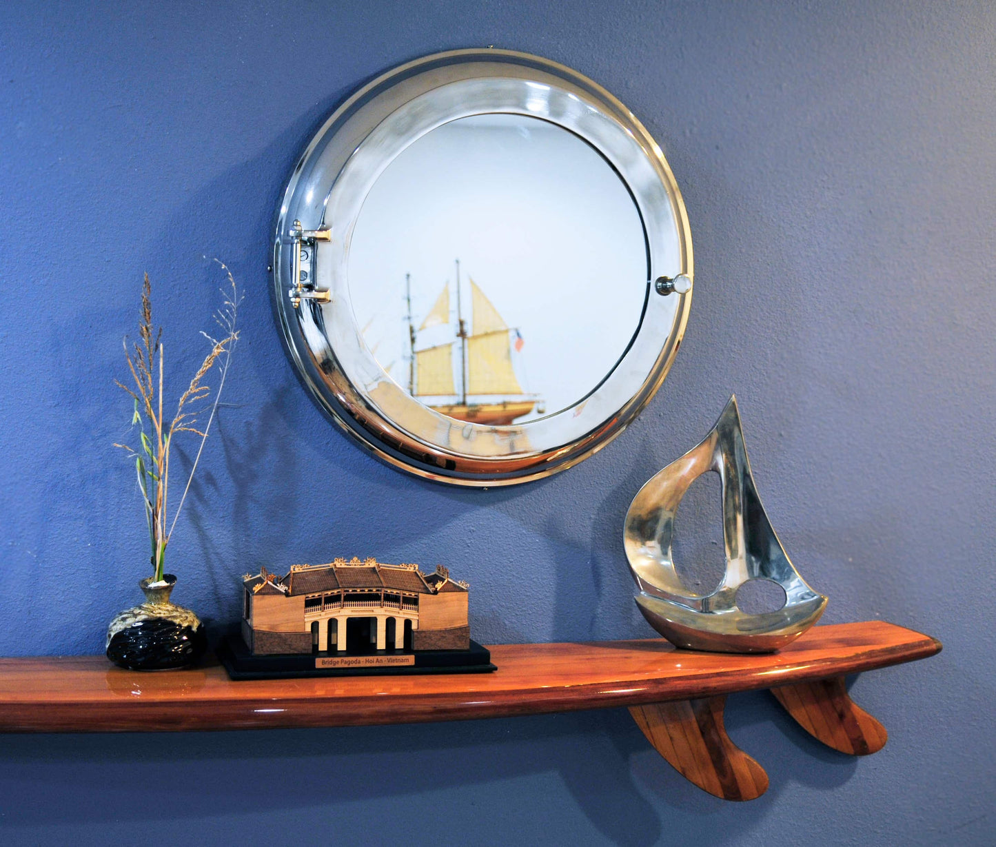 ALDO Décor>Mirrors Aluminum Porthole Wall Mirror with Storage