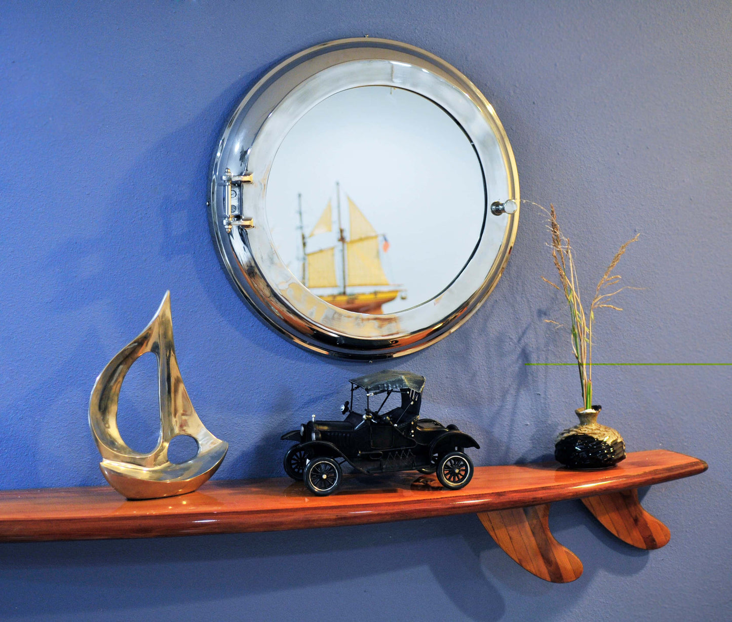 ALDO Décor>Mirrors Aluminum Porthole Wall Mirror with Storage