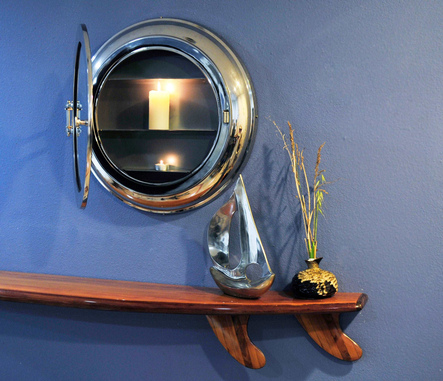 ALDO Décor>Mirrors Aluminum Porthole Wall Mirror with Storage