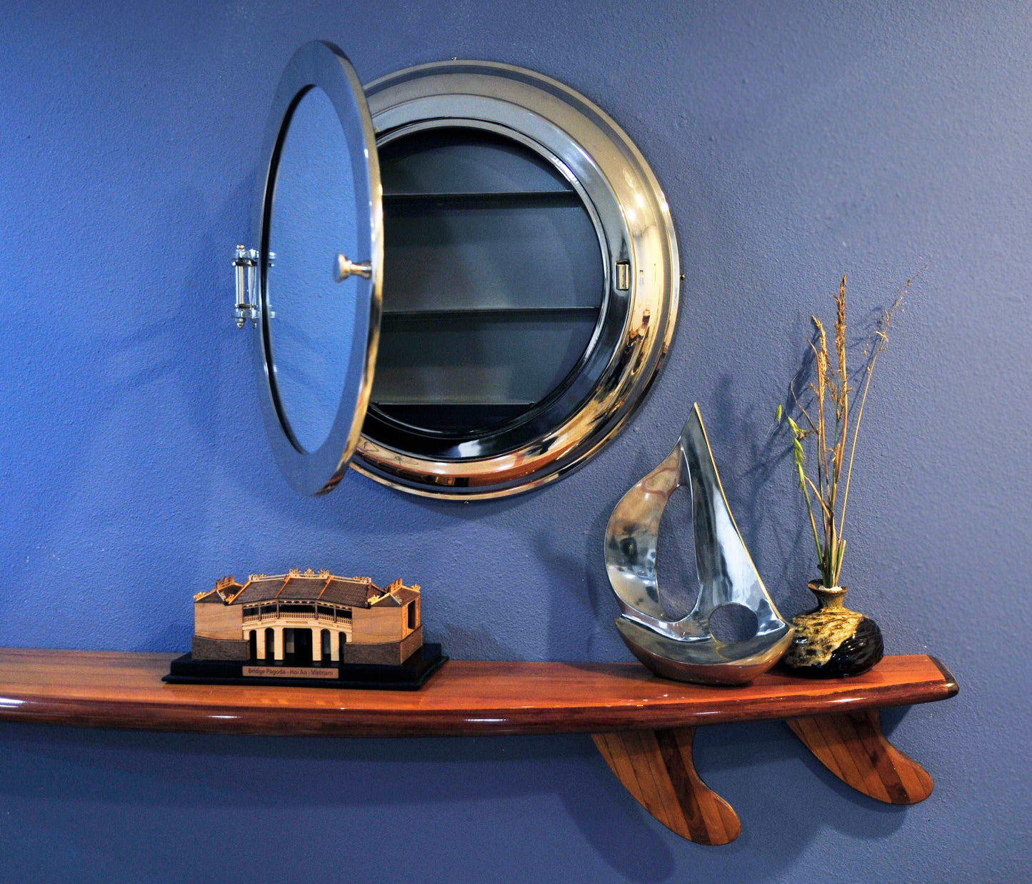 ALDO Décor>Mirrors Aluminum Porthole Wall Mirror with Storage