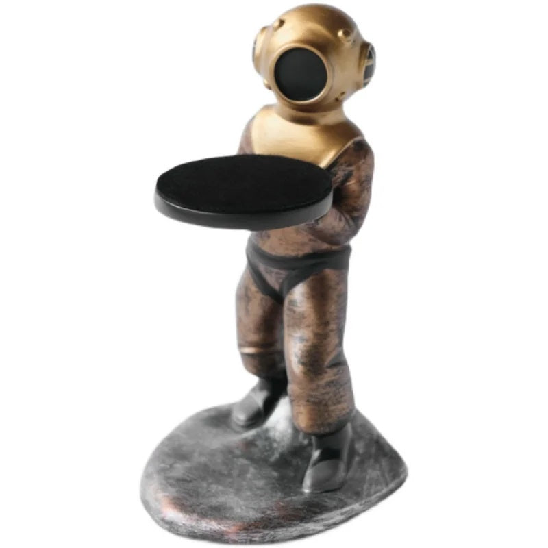ALDO Décor > Watches Bronze Diver Watch Holder Charger Organizer with Plexiglass Display Bracket and Charging Cable