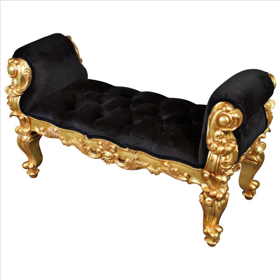 Aldo Furniture Home And Garden Decoration Décor Chair & Sofa Cushions French Style Hand-carved Solid Mahogany Real Gold Leaf Finish Double Rolled Arm Bench