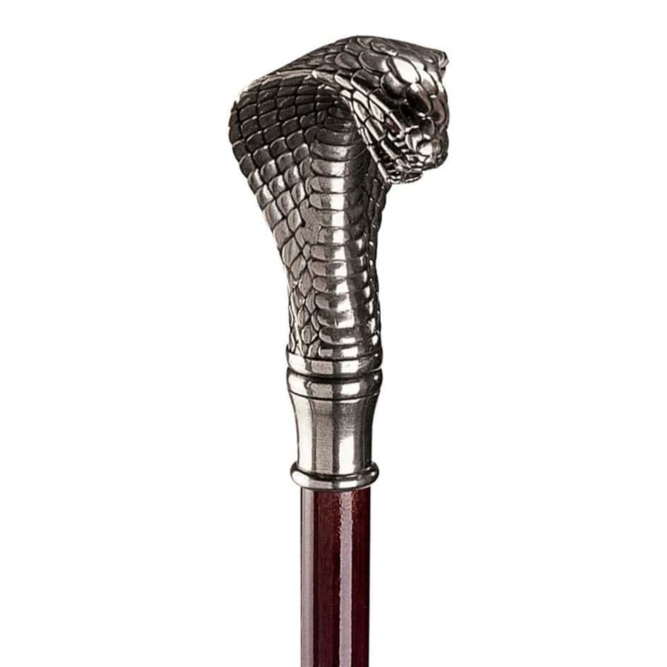 ALDO Health Care Mobility & Accessibility Canes & Walking Sticks 3"Wx2.5"Dx36"H / NEW / Wood Italian Solid Hardwood Cobra Pewter Walking Stick Collectible Gift