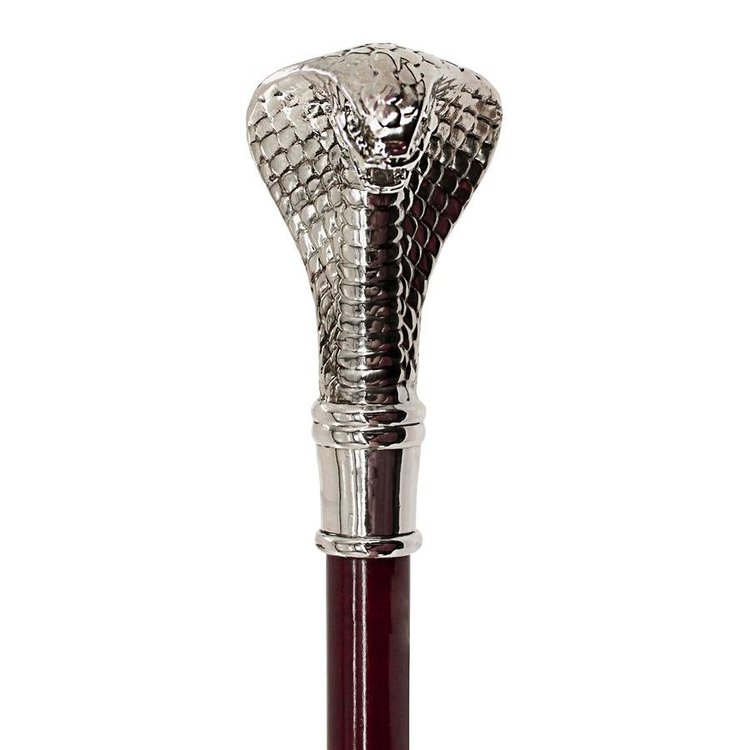 ALDO Health Care Mobility & Accessibility Canes & Walking Sticks 3"Wx2.5"Dx36"H / NEW / Wood Italian Solid Hardwood Cobra Pewter Walking Stick Collectible Gift