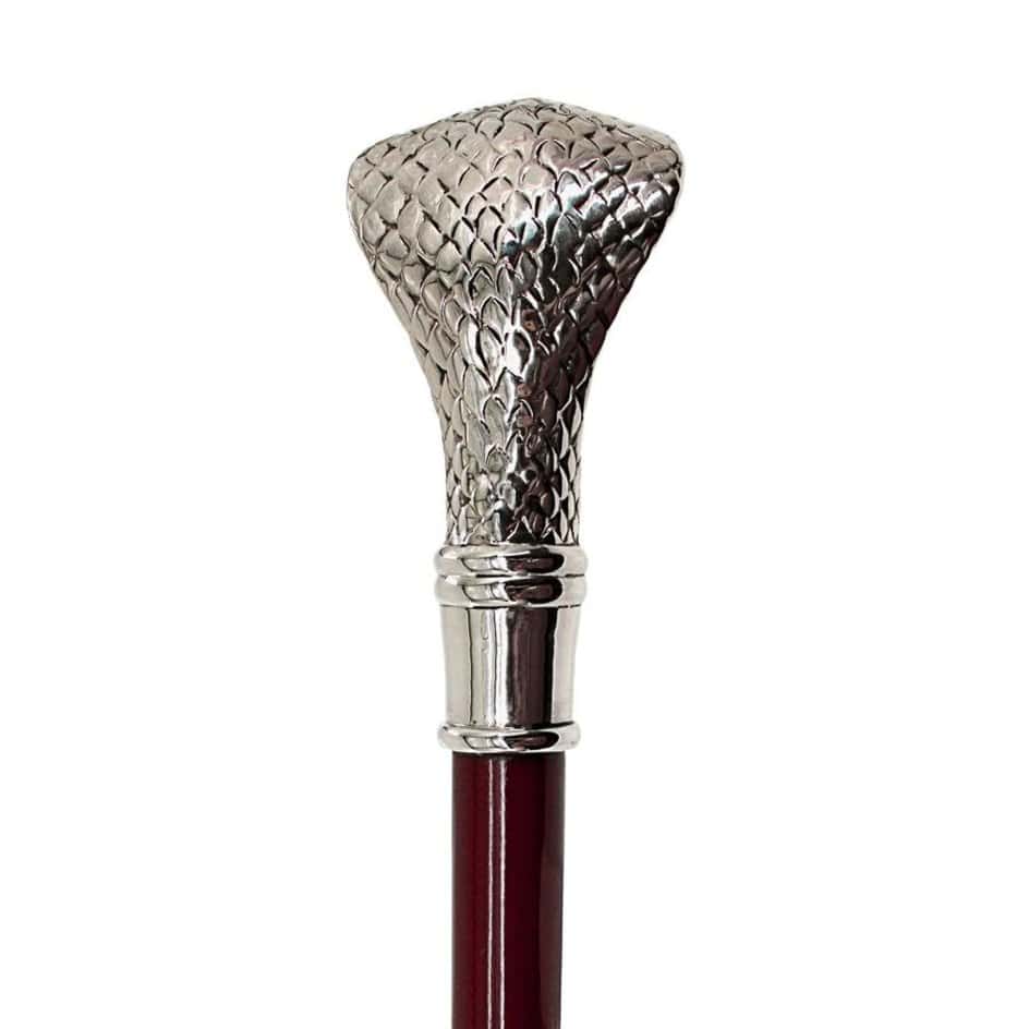 ALDO Health Care Mobility & Accessibility Canes & Walking Sticks 3"Wx2.5"Dx36"H / NEW / Wood Italian Solid Hardwood Cobra Pewter Walking Stick Collectible Gift