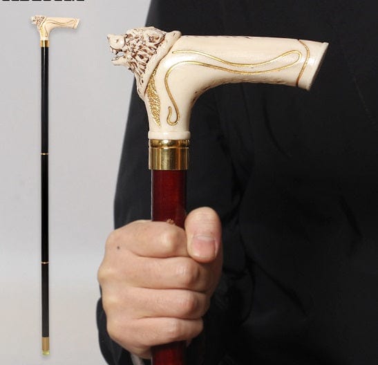 ALDO Health Care Mobility & Accessibility Canes & Walking Sticks Collectible Wolf-Head With Gold Pattern Wallking Stick For Men And Women