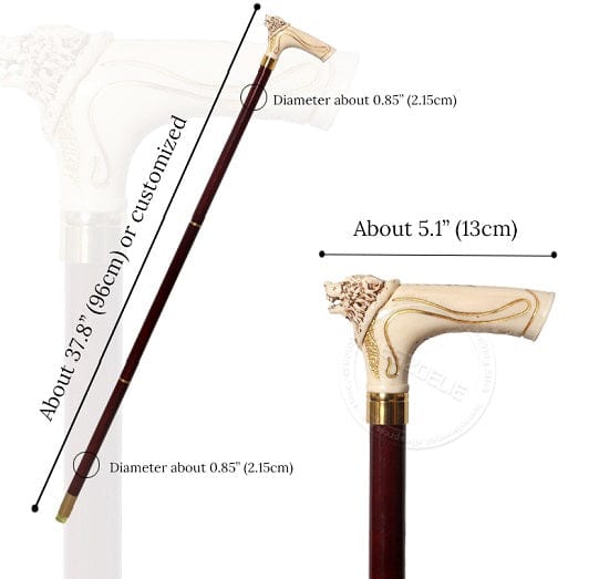 ALDO Health Care Mobility & Accessibility Canes & Walking Sticks Collectible Wolf-Head With Gold Pattern Wallking Stick For Men And Women