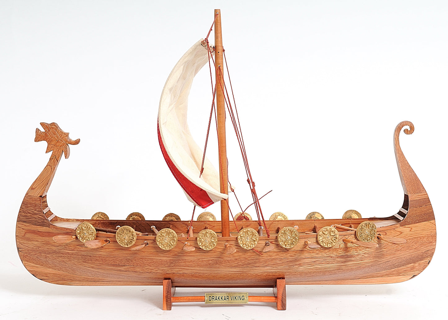 ALDO Hobbies & Creative Arts> Collectibles> Scale Model L: 25 W: 7 H: 20 Inches / NEW / wood Drakkar Viking Longship Historic Replica Wood Model Sailboat Assembled