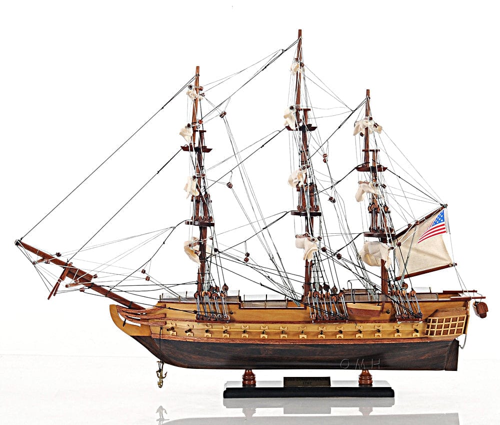 ALDO Hobbies & Creative Arts> Collectibles> Scale Model L: 26.5 W: 11 H: 49.75 Inches / NEW / Wood USS Constitution Tall Ship Wood Small Model Sailboat Assembled with Floor Display Case