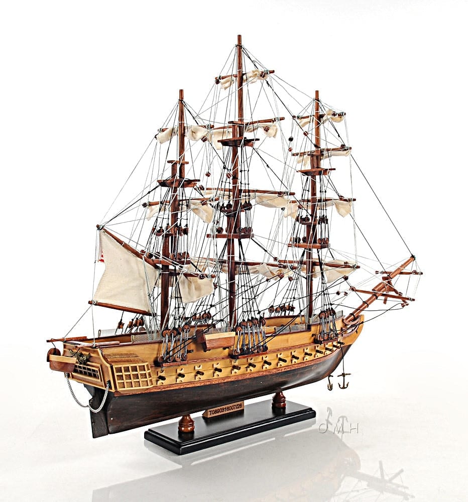 ALDO Hobbies & Creative Arts> Collectibles> Scale Model L: 26.5 W: 11 H: 49.75 Inches / NEW / Wood USS Constitution Tall Ship Wood Small Model Sailboat Assembled with Floor Display Case