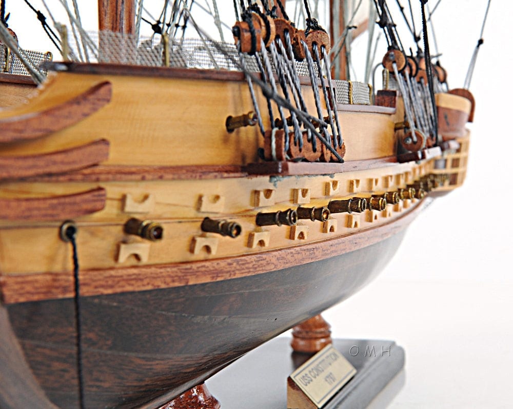 ALDO Hobbies & Creative Arts> Collectibles> Scale Model L: 26.5 W: 11 H: 49.75 Inches / NEW / Wood USS Constitution Tall Ship Wood Small Model Sailboat Assembled with Floor Display Case