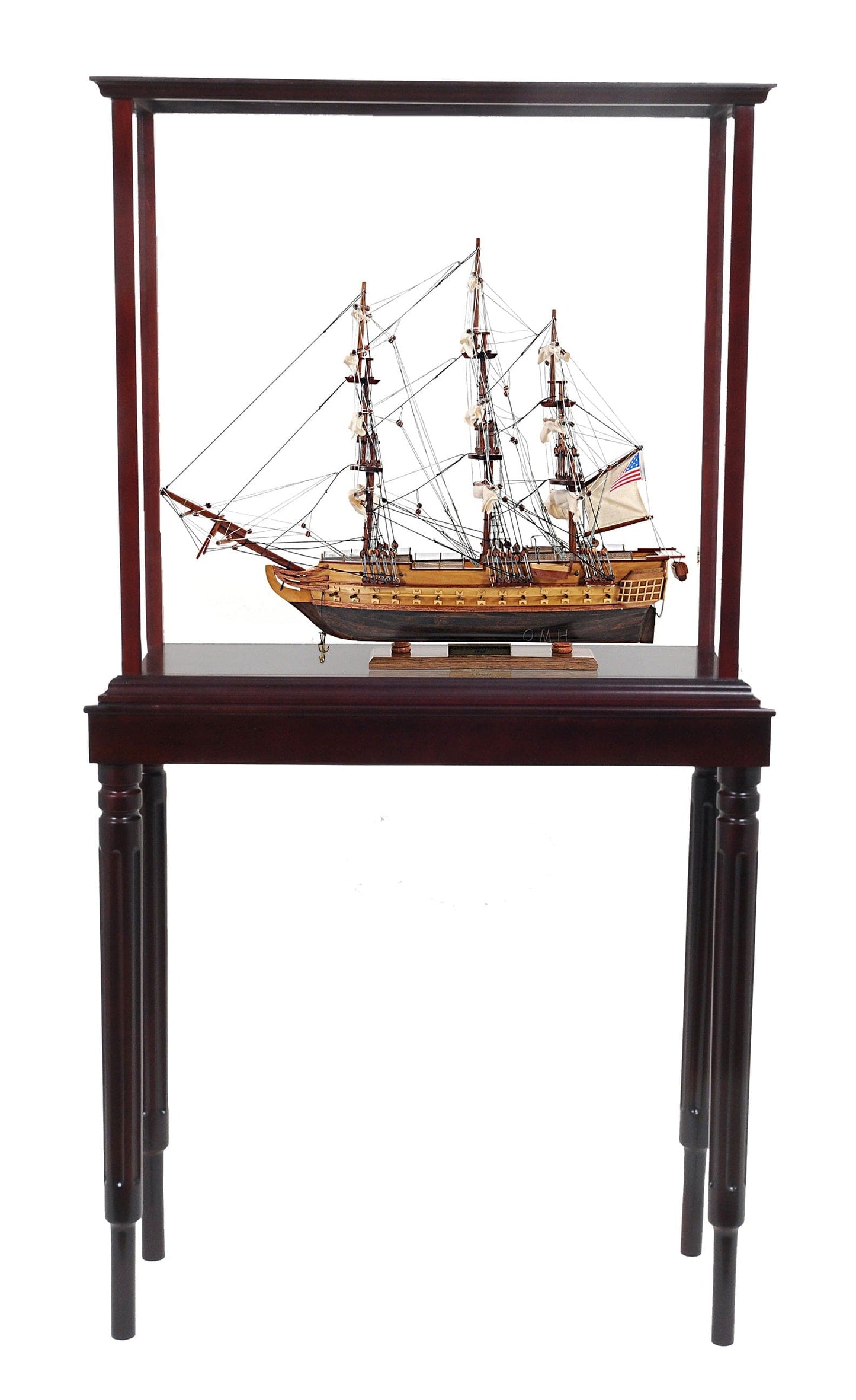 ALDO Hobbies & Creative Arts> Collectibles> Scale Model L: 26.5 W: 11 H: 49.75 Inches / NEW / Wood USS Constitution Tall Ship Wood Small Model Sailboat Assembled with Floor Display Case