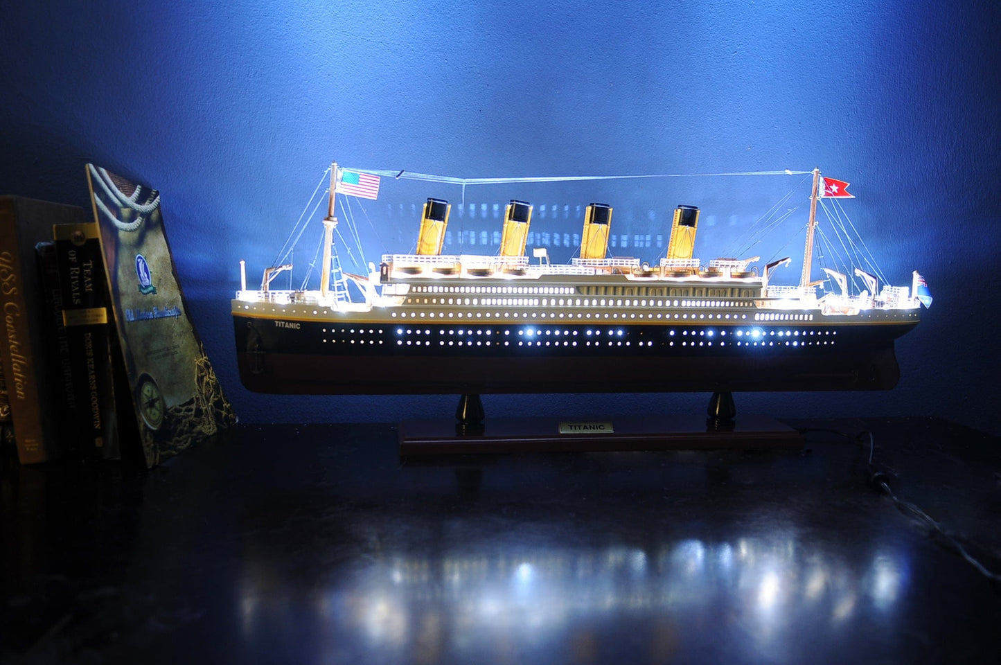 ALDO Hobbies & Creative Arts> Collectibles> Scale Model L: 32 W: 4 H: 13 Inches / NEW / Wood RMS Titanic Painted Medium With lights Passenger Ship Ocean Liner Wood Model Assembled