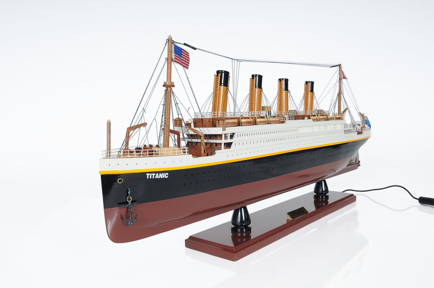 ALDO Hobbies & Creative Arts> Collectibles> Scale Model L: 32 W: 4 H: 13 Inches / NEW / Wood RMS Titanic Painted Medium With lights Passenger Ship Ocean Liner Wood Model Assembled