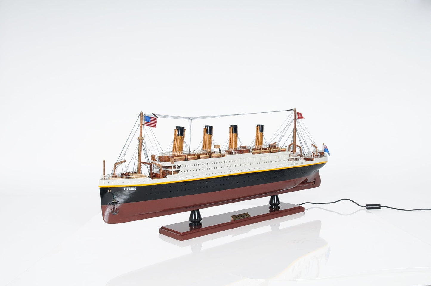 ALDO Hobbies & Creative Arts> Collectibles> Scale Model L: 32 W: 4 H: 13 Inches / NEW / Wood RMS Titanic Painted Medium With lights Passenger Ship Ocean Liner Wood Model Assembled