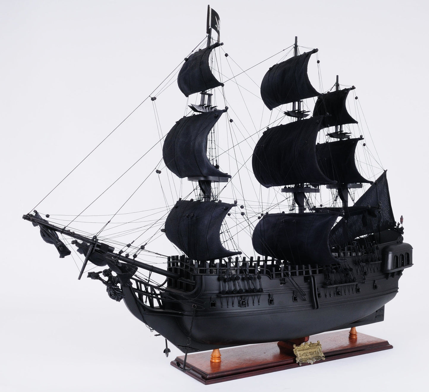 ALDO Hobbies & Creative Arts> Collectibles> Scale Model L: 35.4 W: 13.5 H: 29.5 Inches / NEW / Wood Black Pearl Pirates of The Caribbean Medium Tall Ship Wood Model Sailboat With Table Top Display Case Front OpenAssembled