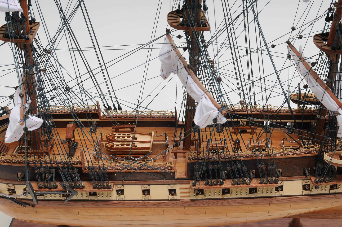ALDO Hobbies & Creative Arts> Collectibles> Scale Model L: 35.4 W: 13.5 H: 29.5 Inches / NEW / Wood USS Constitution Medium Tall Ship Wood Model Sailboat With Tabletop Display Front Open Case Combo Assembled