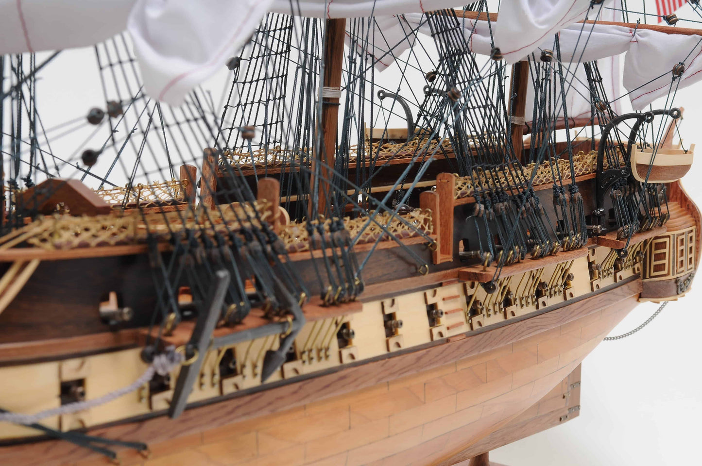 ALDO Hobbies & Creative Arts> Collectibles> Scale Model L: 35.4 W: 13.5 H: 29.5 Inches / NEW / Wood USS Constitution Medium Tall Ship Wood Model Sailboat With Tabletop Display Front Open Case Combo Assembled