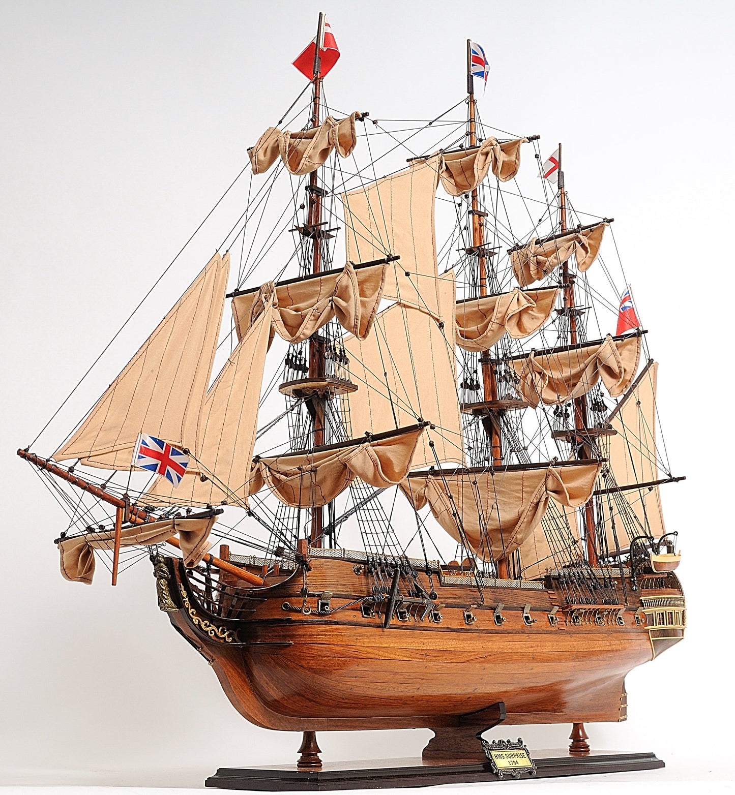 ALDO Hobbies & Creative Arts> Collectibles> Scale Model L: 40 W: 13.75 H: 39.25 Inches / new / wood HMS Surprise British Royal Navy Frigate Tall Ship Portrayed in the Movie Master and Commander Wood Model Sailboat Large With Floor Display Case