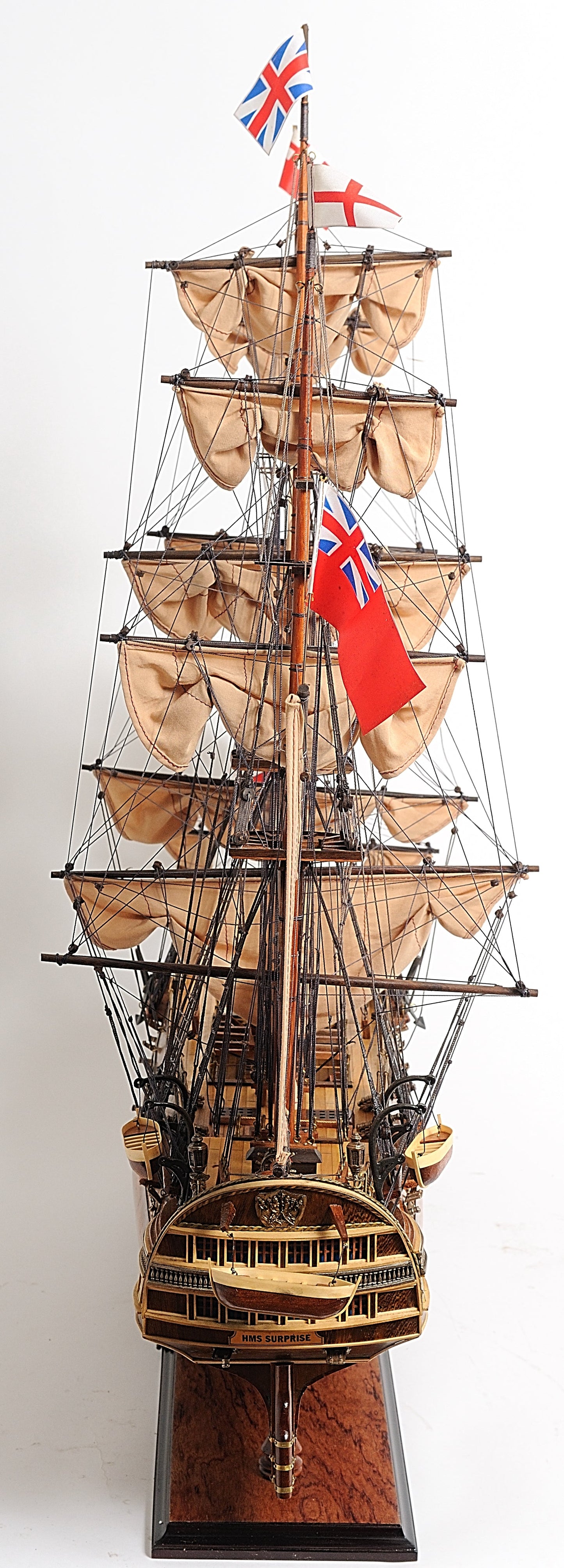 ALDO Hobbies & Creative Arts> Collectibles> Scale Model L: 40 W: 13.75 H: 39.25 Inches / new / wood HMS Surprise British Royal Navy Frigate Tall Ship Portrayed in the Movie Master and Commander Wood Model Sailboat Large With Floor Display Case