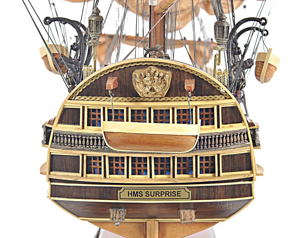 ALDO Hobbies & Creative Arts> Collectibles> Scale Model L: 40 W: 13.75 H: 39.25 Inches / new / wood HMS Surprise British Royal Navy Frigate Tall Ship Portrayed in the Movie Master and Commander Wood Model Sailboat Large With Floor Display Case