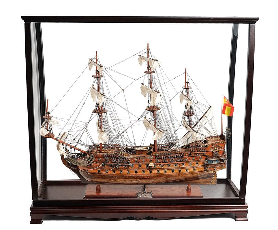 ALDO Hobbies & Creative Arts> Collectibles> Scale Model L: 40 W: 13.75 H: 39.25 Inches / NEW / Wood San Felipe Spanish Armada Galleon Large Tall Ship Exclusive Edition Large Wood Model Sailboat Assembled With Table Top Display Case