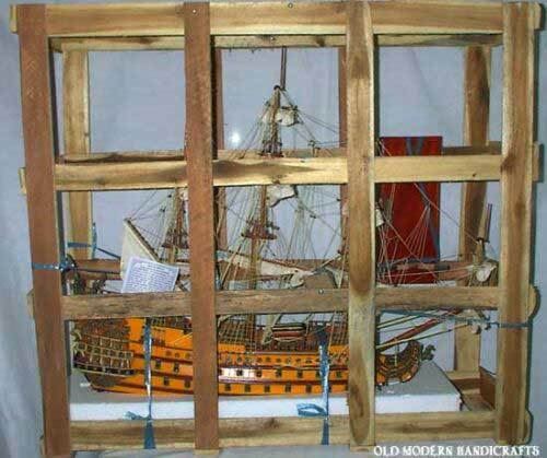 ALDO Hobbies & Creative Arts> Collectibles> Scale Model L: 40 W: 13.75 H: 69 Inches / Brown / Wood HMS Victory Admiral Nelson Flagship Tall Ship Large Sailboat Exclusive Edition Wood Model Assembled With Table Top Display Case