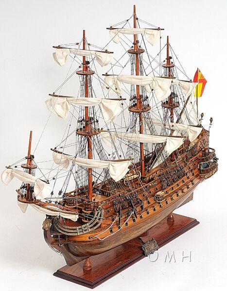 ALDO Hobbies & Creative Arts> Collectibles> Scale Model L: 40 W: 13.75 H: 69 Inches / NEW / Wood San Felipe Spanish Armada Galleon Large Tall Ship Exclusive Edition Large Wood Model Sailboat Assembled With Floor Display Case