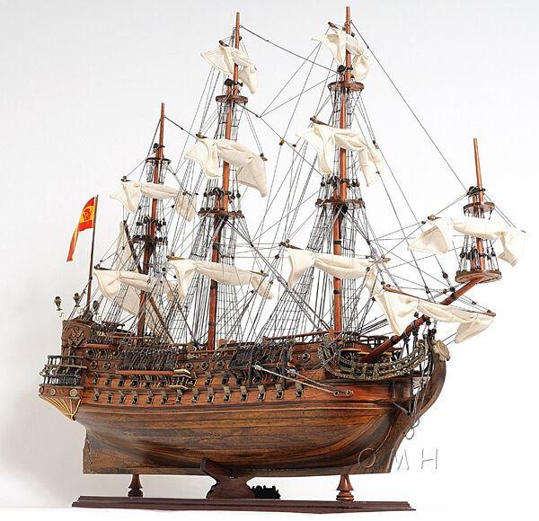 ALDO Hobbies & Creative Arts> Collectibles> Scale Model L: 40 W: 13.75 H: 69 Inches / NEW / Wood San Felipe Spanish Armada Galleon Large Tall Ship Exclusive Edition Large Wood Model Sailboat Assembled With Floor Display Case