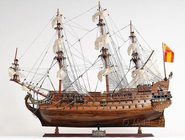ALDO Hobbies & Creative Arts> Collectibles> Scale Model L: 40 W: 13.75 H: 69 Inches / NEW / Wood San Felipe Spanish Armada Galleon Large Tall Ship Exclusive Edition Large Wood Model Sailboat Assembled With Floor Display Case