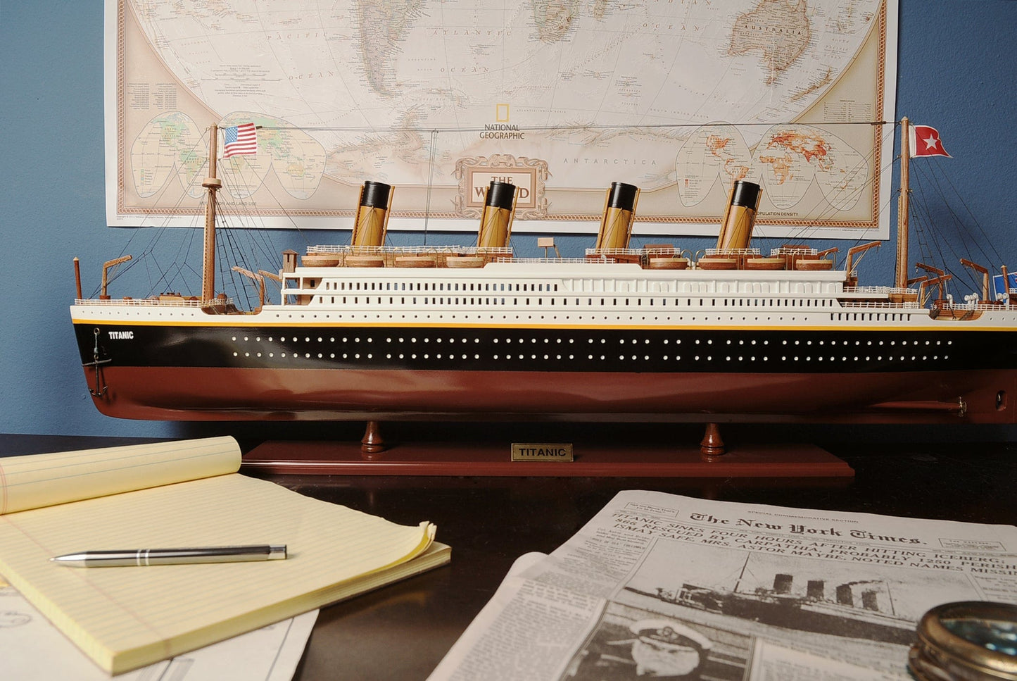 ALDO Hobbies & Creative Arts> Collectibles> Scale Model L: 40 W: 4.5 H: 14 Inches / NEW / Wood RMS Titanic Painted Large Passenger Ship Ocean Liner Wood Model Assembled
